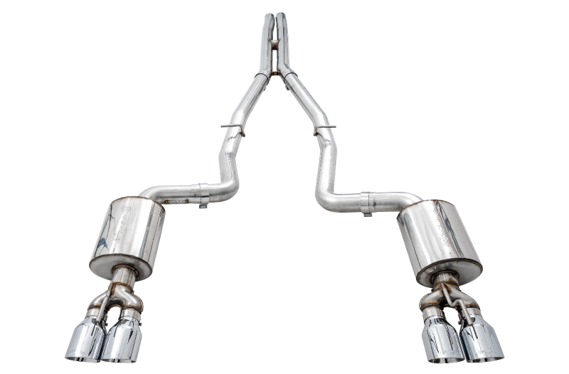 AWE Tuning 2017+ Challenger 5.7L Touring Edition Exhaust - Non-Resonated - Chrome Silver Quad Tips - Image 10