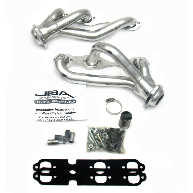 JBA 88-95 & 02-03 GM S-Truck 4.3L V6 4WD 1-1/2in Primary Silver Ctd Cat4Ward Header - Image 2