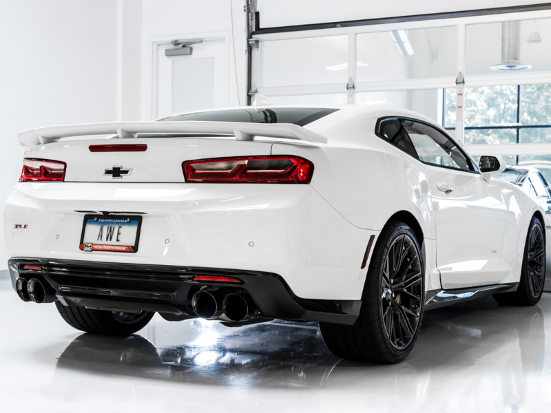 AWE Tuning 16-19 Chevy Camaro SS Resonated Cat-Back Exhaust -Track Edition (Quad Diamond Black Tips) - Image 4