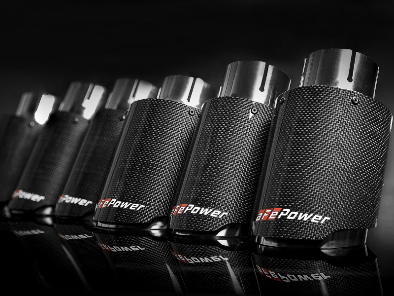 aFe MACH Force-Xp 409 SS Clamp-On Exhaust Tip 2.5in. Inlet / 4in. Outlet / 7in. L - Carbon - Image 6