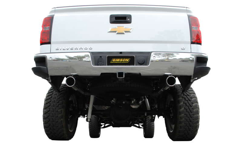 Gibson 14-18 Chevrolet Silverado 1500 LTZ 6.2L 3.5in/2.25in Cat-Back Dual Split Exhaust - Stainless - Image 2