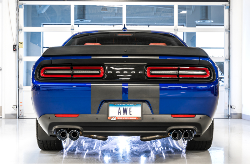 AWE Tuning 2017+ Challenger 5.7L Touring Edition Exhaust - Non-Resonated - Chrome Silver Quad Tips - Image 3
