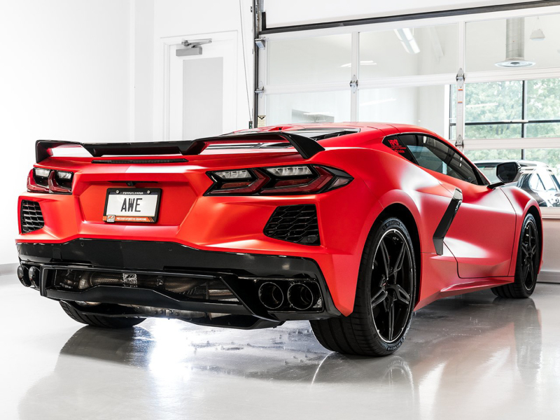 AWE Tuning 2020 Chevrolet Corvette (C8) Track Edition Exhaust - Quad Diamond Black Tips - Image 2