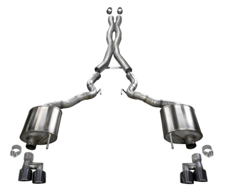 Corsa 2018-2023 Ford Mustang GT Convertible w/o Active Valves Xtreme Cat-Back w/ Black PVD 4in Tips - Image 2