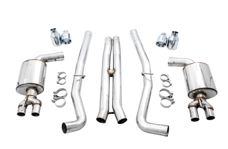 AWE Tuning 2017+ Challenger 5.7L Touring Edition Exhaust - Non-Resonated - Chrome Silver Quad Tips - Image 2