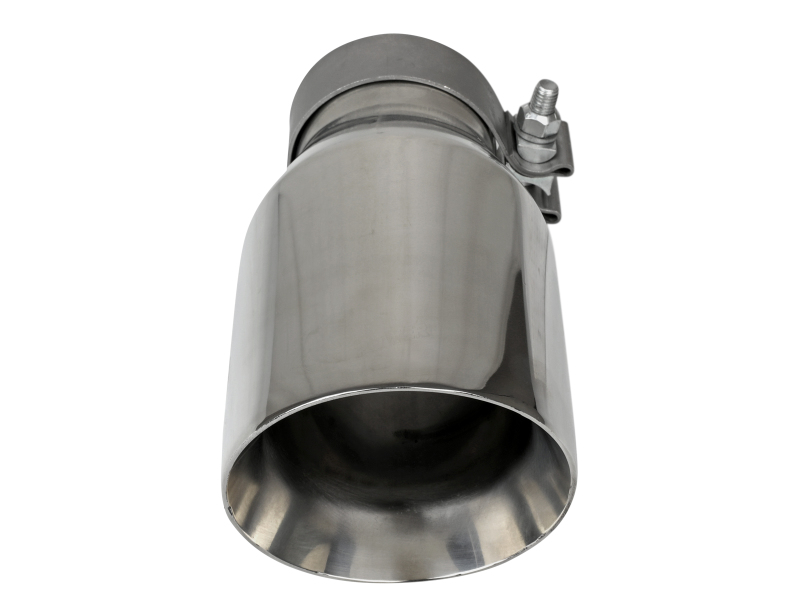 aFe MACH Force-Xp Univ 304 SS Double-Wall Clamp-On Exhaust Tip - Polished - 3in Inlet - 4.5in Outlet - Image 3