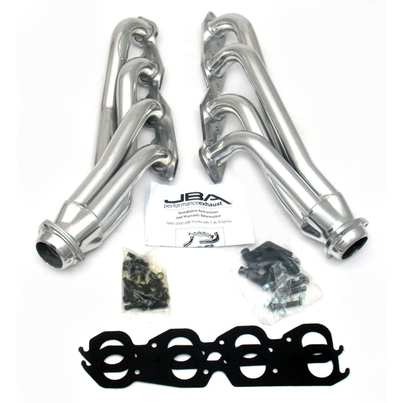 JBA 92-95 GM Truck 7.4L Vortec 1-3/4in Primary Silver Ctd Cat4Ward Header - Image 2