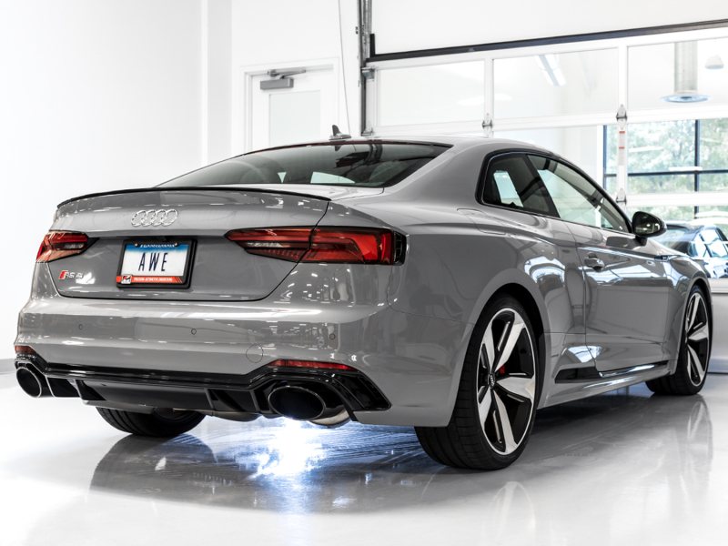 AWE Tuning Audi B9 RS 5 Sportback Touring Edition Exhaust-Resonated- Diamond Black RS Style Tips - Image 4