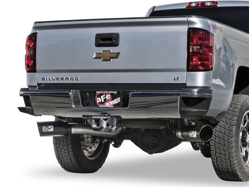 aFe LARGE Bore HD 4in Dual DPF-Back SS Exhaust w/Black Tip 16-17 GM Diesel Truck V8-6.6L (td) LML - Image 3