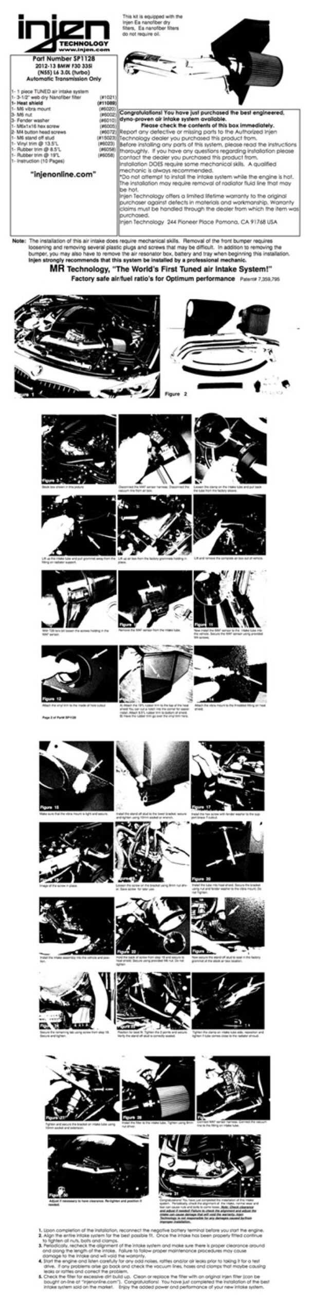 Injen 12-13 BMW 335i (N55) 3.0L L6 (turbo) AUTO TRANS ONLY Wrinkle Black Short Ram Intake w/ MR Tech - Image 3