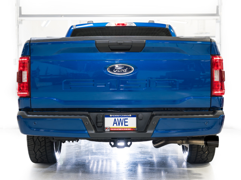 AWE 21-25 Ford F150 (14th Gen Reg Cab) Cat-Back Exhaust - 4.5in Dual Side Exit Diamond Black Tips - Image 3