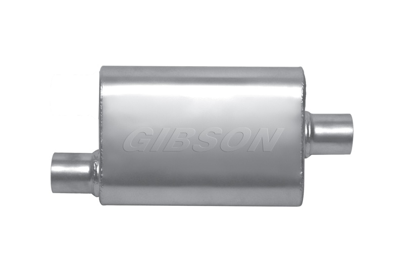 Gibson MWA Superflow Offset/Center Oval Muffler - 4x9x14in/3in Inlet/3in Outlet - Stainless - Image 2