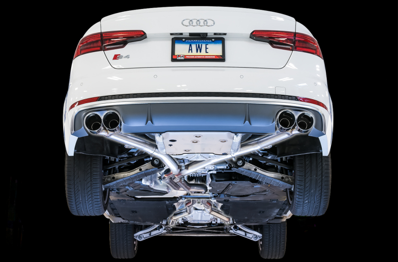 AWE Tuning Audi B9 S4 Track Edition Exhaust - Non-Resonated (Black 102mm Tips) - Image 4