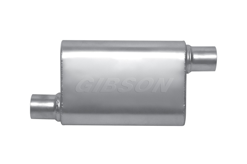 Gibson MWA Superflow Offset/Offset Oval Muffler - 4x9x14in/2.25in Inlet/2.25in Outlet - Stainless - Image 2