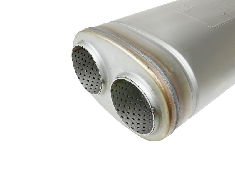 aFe MACH Force-Xp 409 SS Muffler 3in Dual Inlet/Dual Outlet 5in H x 8in W x 18in L - Oval Body - Image 2