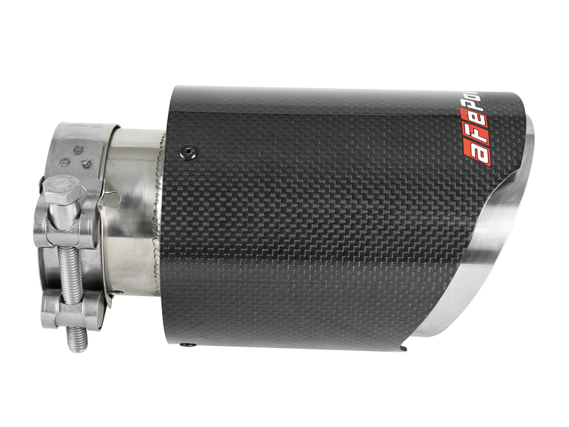 aFe MACH Force-Xp 409 SS Clamp-On Exhaust Tip 2.5in. Inlet / 4in. Outlet / 7in. L - Carbon - Image 2