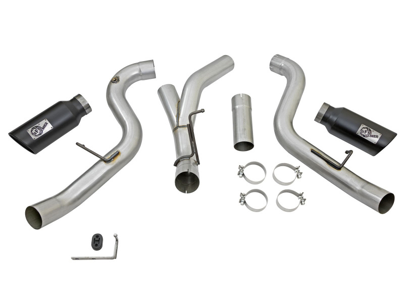 aFe LARGE Bore HD 4in Dual DPF-Back SS Exhaust w/Black Tip 16-17 GM Diesel Truck V8-6.6L (td) LML - Image 10