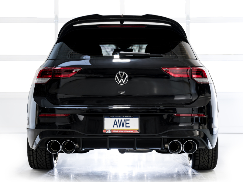AWE MK8 Volkswagen Golf R 3in Touring Edition Quad Exhaust - Chrome Silver Tips - Image 4
