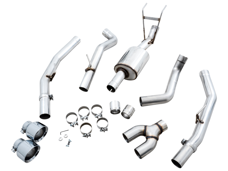 AWE Tuning 09-18 RAM 1500 5.7L (w/Cutouts) 0FG Dual Rear Exit Cat-Back Exhaust - Chrome Silver Tips - Image 8