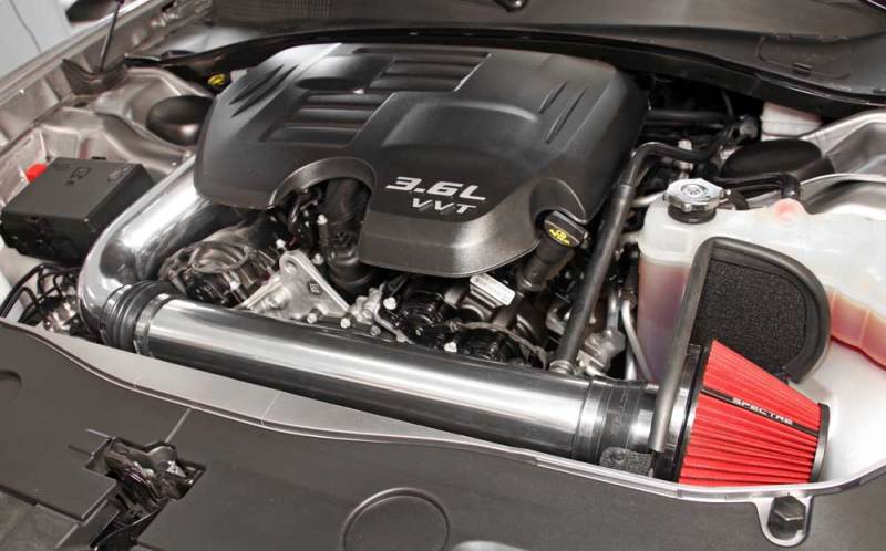 Spectre 11-17 Challenger/Charger 3.6L Air Intake Kit - Polished w/Red Filter - Image 7
