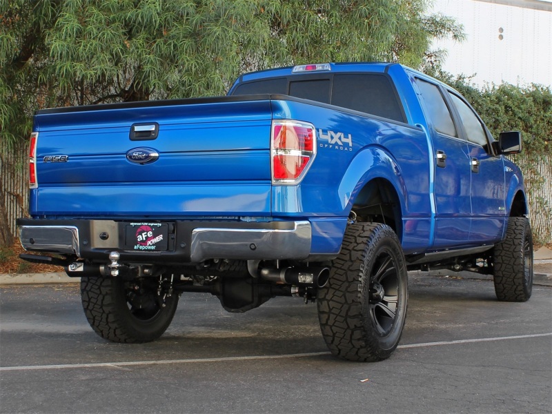 aFe MACHForce XP Exhaust 3in SS Dual Side Exit CB w/ Black Tips 11-14 Ford F150 EcoBoost V6-3.5L TT - Image 2