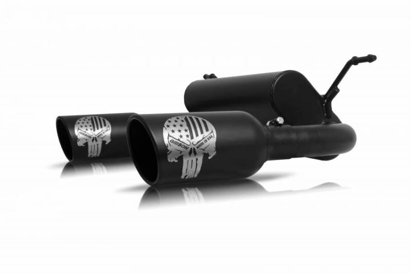 Gibson 07-17 Jeep Wrangler Sport 3.6L 2.5in Patriot Skull Series Cat-Back Dual Exhaust - Blk Ceramic - Image 2