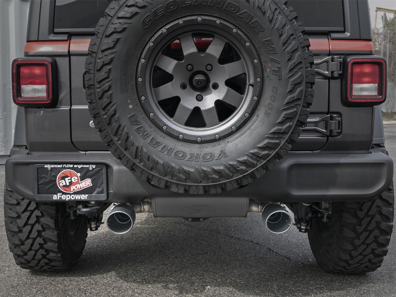 aFe Rebel Series 2.5in 304 SS Cat-Back Exhaust w/ Black Tips 2018+ Jeep Wrangler (JL) V6 3.6L - Image 4