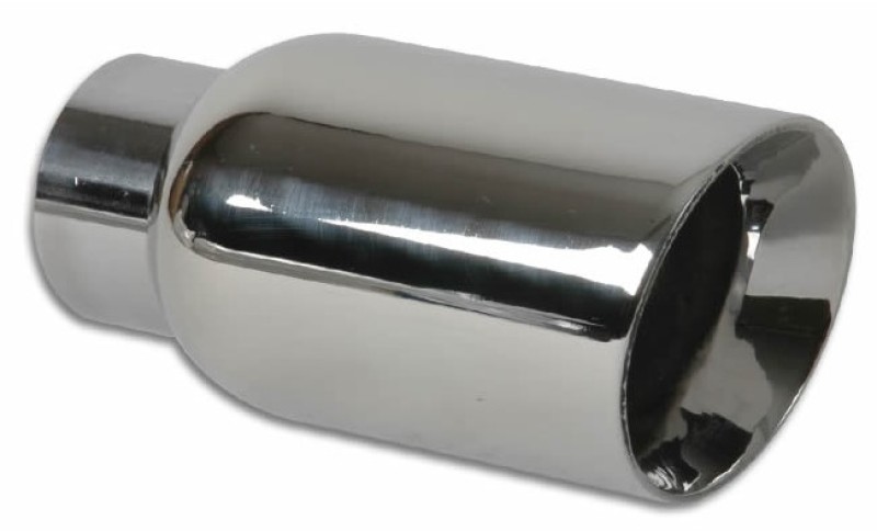 Vibrant 4in OD Round SS Exhaust Tip (Double Wall Angle Cut Beveled Outlet) 3in. ID Inlet - Image 2