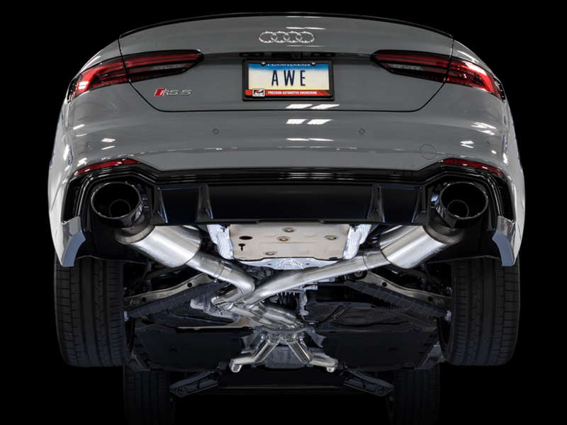 AWE Tuning Audi B9 RS 5 Sportback Touring Edition Exhaust-Resonated- Diamond Black RS Style Tips - Image 3