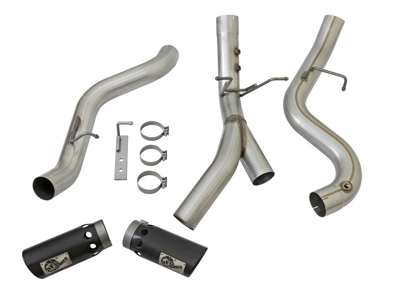aFe LARGE BORE-HD 4in 409-SS DPF-Back Exhaust w/Dual Black Tips 2017 GM Duramax V8-6.6L (td) L5P - Image 7