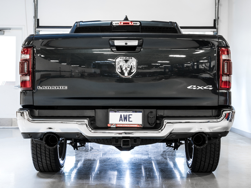 AWE Tuning 19-21 RAM 1500 5.7L (w/Cutouts) 0FG Dual Rear Exit Cat-Back Exhaust - Diamond Black Tips - Image 3