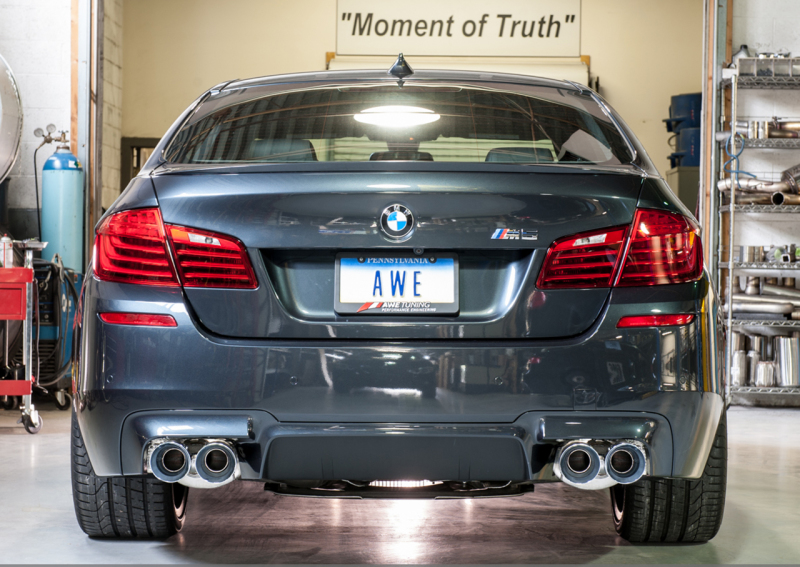 AWE Tuning BMW F10 M5 Touring Edition Axle-Back Exhaust Chrome Silver Tips - Image 2