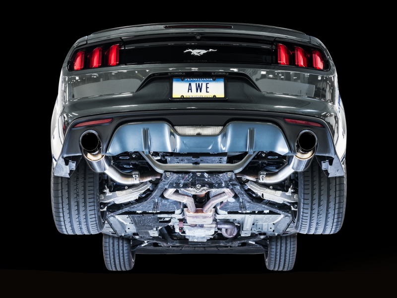 AWE Tuning S550 Mustang EcoBoost Axle-back Exhaust - Touring Edition (Diamond Black Tips) - Image 4