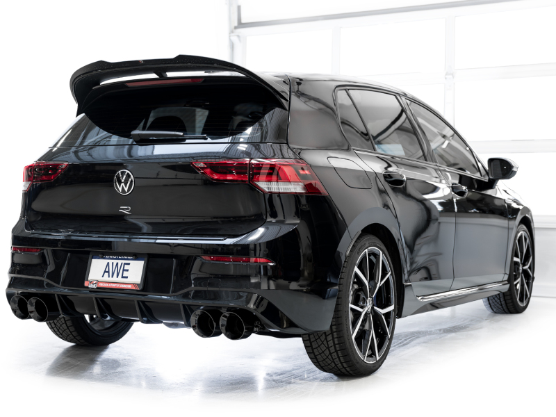 AWE MK8 Volkswagen Golf R 3in Touring Edition Quad Exhaust - Diamond Black Tips - Image 5