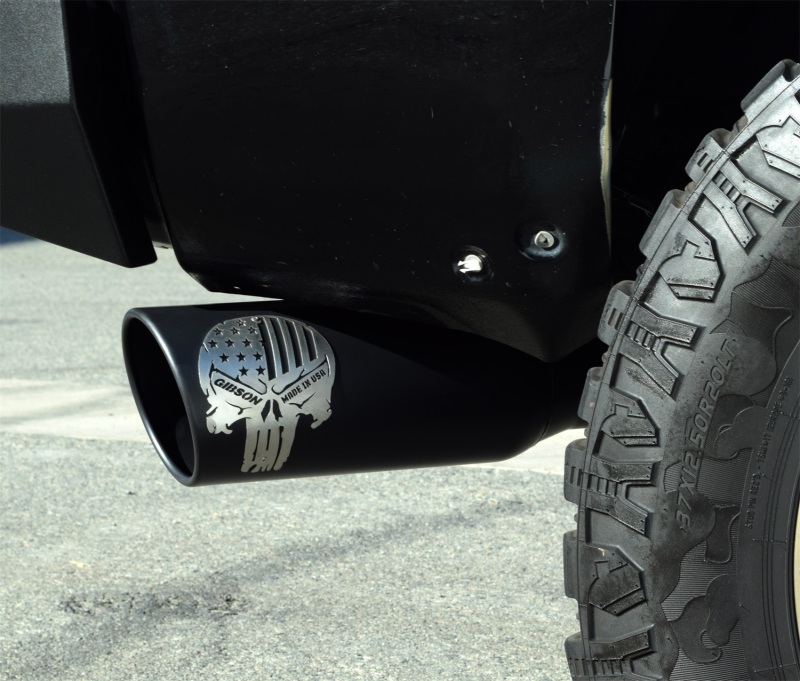 Gibson 11-14 Ford F-150 SVT Raptor 6.2L 4in Patriot Skull Series Cat-Back Single Exhaust - Stainless - Image 6