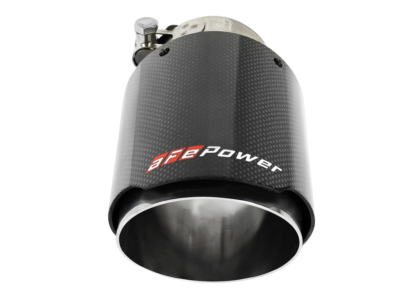 aFe MACH Force-Xp 409 SS Clamp-On Exhaust Tip 2.5in. Inlet / 4in. Outlet / 7in. L - Carbon - Image 3