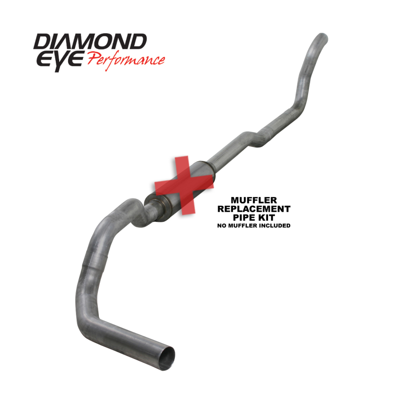 Diamond Eye KIT 4in TB MFLR RPLCMENT PIPE SGL AL: 2-WHEEL DRIVE ONLY 89-93 DODGE CUMMINS 5.9L - Image 4