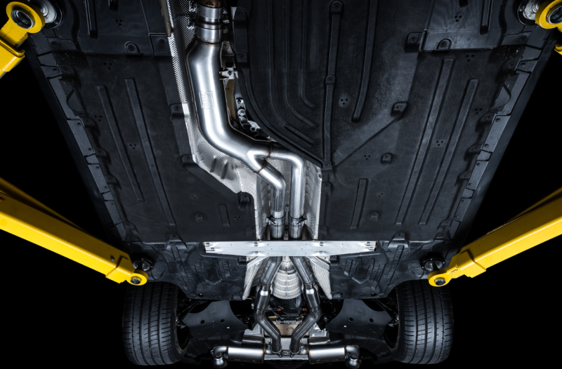 AWE 2020 Toyota Supra A90 Resonated Touring Edition Exhaust - 5in Chrome Silver Tips - Image 8