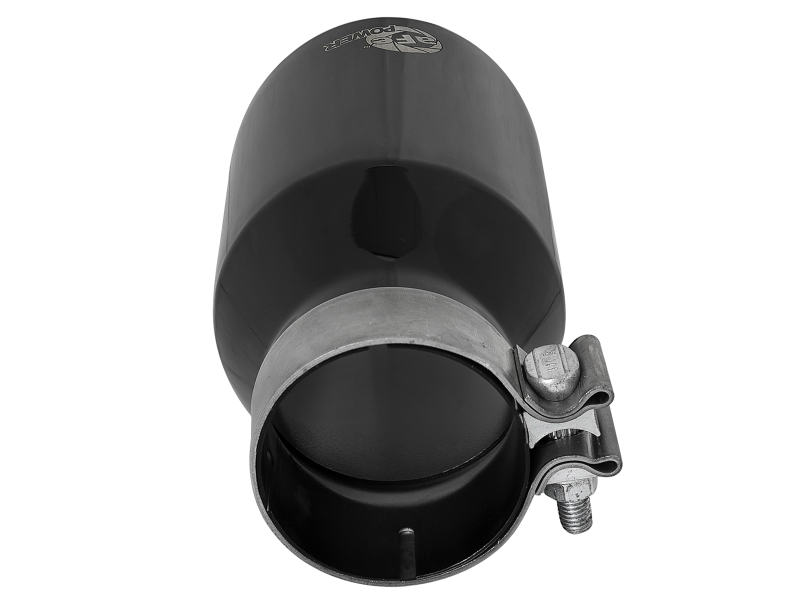 aFe MACH Force-Xp Univ 304 SS Double-Wall Clamp-On Exhaust Tip - Black - 3in Inlet - 4.5in Outlet - Image 4