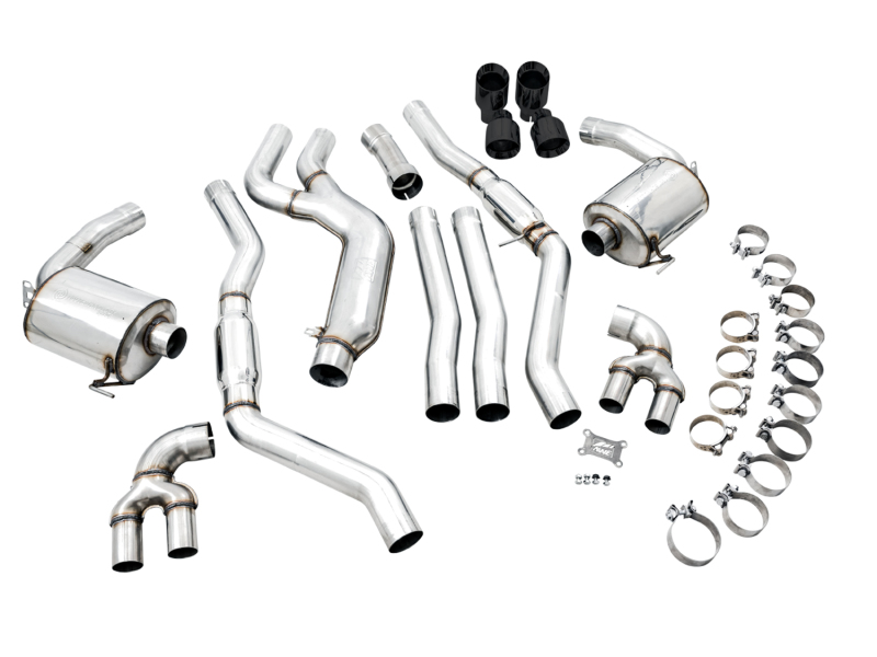 AWE Tuning 2019+ BMW M340i (G20) Resonated Touring Edition Exhaust - Quad Diamond Black Tips - Image 4