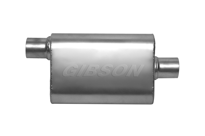 Gibson CFT Superflow Offset/Center Oval Muffler - 4x9x13in/2.5in Inlet/2.5in Outlet - Stainless