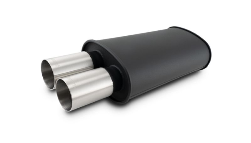 Vibrant Streetpower Flat Blk Muffler 9x5x15in Body 2.5in Inlet ID 3in Tip OD w/Dual Straight Tips - Image 3